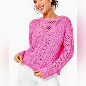 Lilly Pulitzer Maxcy Sweater Plumeria Pink Marl size Small EUC